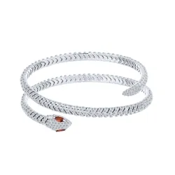 Brățară din argint cu Cubic Zirconia Incolor, Cubic Zirconia Rosu și Tijă din oțel