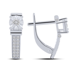 Cercei din aur alb cu pietre Diamant