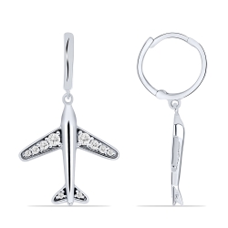 Cercei Creole din argint  cu pietre Cubic Zirconia Incolor