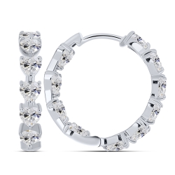Cercei Creole din argint  cu pietre Cubic Zirconia Incolor