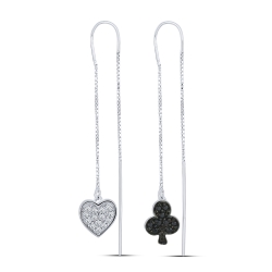 Cercei Lanț din argint  cu pietre Cubic Zirconia Incolor, Spinel natural