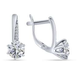 Серьги из серебра с камнями Фианит Бесцветный