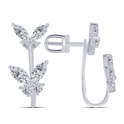 Cercei Creole din argint  cu pietre Cubic Zirconia Incolor