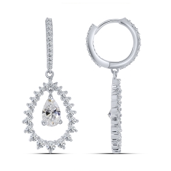 Cercei Creole din argint  cu pietre Cubic Zirconia Incolor