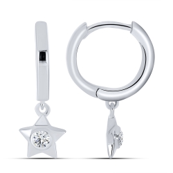 Cercei Creole din argint  cu pietre Cubic Zirconia Incolor