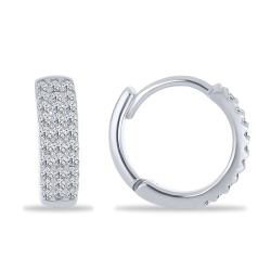 Cercei Creole din argint  cu pietre Cubic Zirconia Incolor