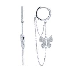 Cercei Creole din argint  cu pietre Cubic Zirconia Incolor