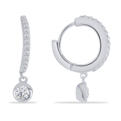 Cercei Creole din argint  cu pietre Cubic Zirconia Incolor