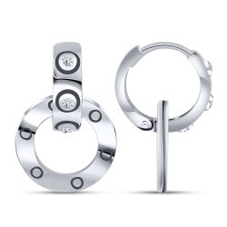 Cercei Creole din argint  cu pietre Cubic Zirconia Incolor