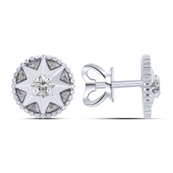 Cercei Pusete din argint  cu pietre Cubic Zirconia Incolor, Emailare