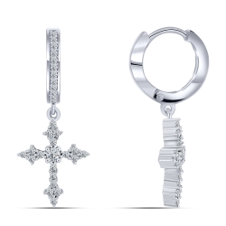 Cercei Pusete din argint  cu pietre Cubic Zirconia Incolor