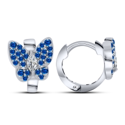 Cercei Creole din argint  cu pietre Cubic Zirconia Incolor, Nanosafir