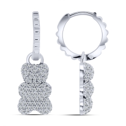 Cercei Creole din argint  cu pietre Cubic Zirconia Incolor