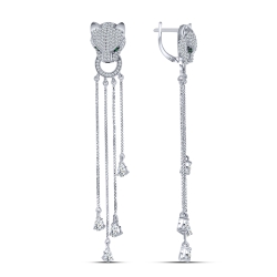 Cercei Suspendați din argint  cu pietre Cubic Zirconia Incolor, Nanosmarald