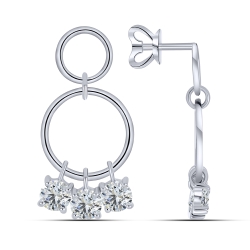 Cercei Pusete din argint  cu pietre Cubic Zirconia Incolor