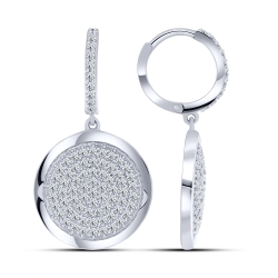 Cercei Creole din argint  cu pietre Cubic Zirconia Incolor