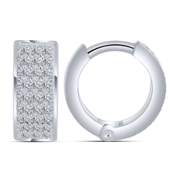 Cercei Creole din argint  cu pietre Cubic Zirconia Incolor