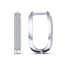 Cercei Creole din argint  cu pietre Cubic Zirconia Incolor