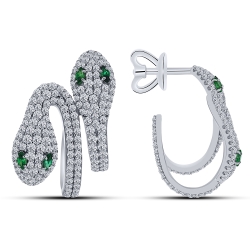 Cercei Pusete din argint  cu pietre Cubic Zirconia Incolor, Cubic Zirconia Verde