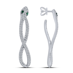Cercei Pusete din argint  cu pietre Cubic Zirconia Incolor, Cubic Zirconia Verde