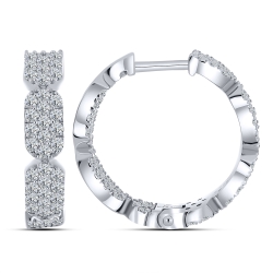 Cercei Creole din argint  cu pietre Cubic Zirconia Incolor
