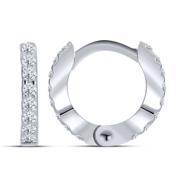 Cercei Creole din argint  cu pietre Cubic Zirconia Incolor