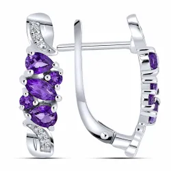 Cercei din argint cu Cubic Zirconia Incolor, Ametist