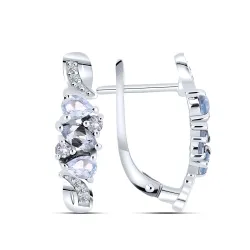 Cercei din argint cu Cubic Zirconia Incolor, Topaz albastru