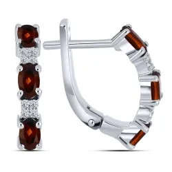 Cercei din argint cu Cubic Zirconia Incolor, Granat
