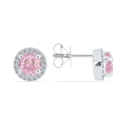 Cercei Pusete din argint cu Cubic Zirconia Incolor, Cubic Zirconia Roz