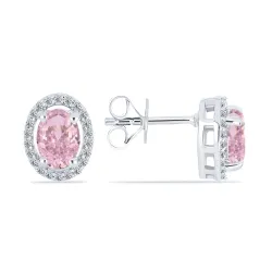 Cercei Pusete din argint cu Cubic Zirconia Incolor, Cubic Zirconia Roz