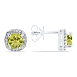 Cercei Pusete din argint cu Moissanite, Moissanit lemon