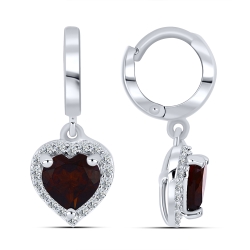 Серьги Конго из серебра с камнями Фианит Бесцветный, Гранат