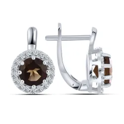 Cercei din argint cu Cubic Zirconia Incolor, Cuarț fumuriu
