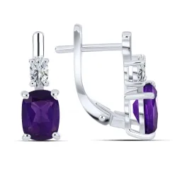 Cercei din argint cu Cubic Zirconia Incolor, Ametist