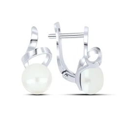 Серьги из серебра с камнями Жемчуг белый