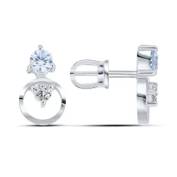 Cercei Pusete din argint cu Cubic Zirconia Incolor, Cubic Zirconia Albastru
