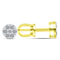 Cercei Pusete din argint placat cu aur  cu Diamant creat în laborator