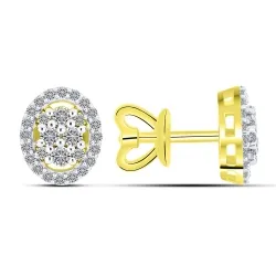 Cercei Pusete din argint placat cu aur  cu Diamant creat în laborator