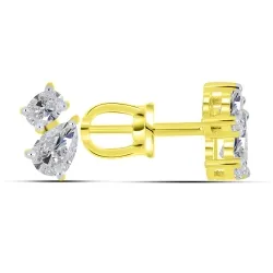 Cercei Pusete din argint placat cu aur  cu Diamant creat în laborator