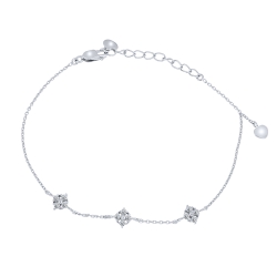 Brățară Love din aur alb cu pietre Cubic Zirconia Incolor