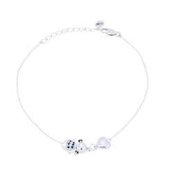 Brățară Mama/Copil din aur alb cu pietre