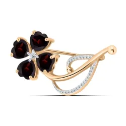 Broșă din aur roșu cu Cubic Zirconia Incolor, Granat