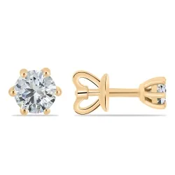 Серьги Пусеты из красного золота с камнями Бриллиант