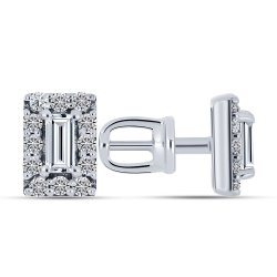 Серьги Пусеты из белого золота с камнями Бриллиант