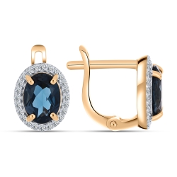 Cercei din aur roșu cu pietre Cubic Zirconia Incolor, Topaz London