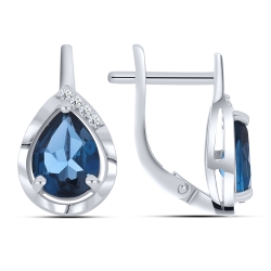 Cercei din aur alb cu pietre Cubic Zirconia Incolor, Topaz London