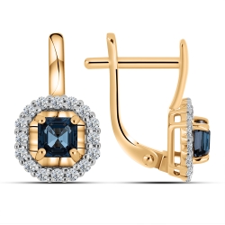 Cercei din aur roșu cu pietre Cubic Zirconia Incolor, Topaz London