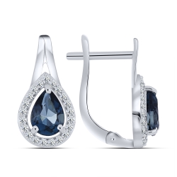 Cercei din aur alb cu pietre Cubic Zirconia Incolor, Topaz London