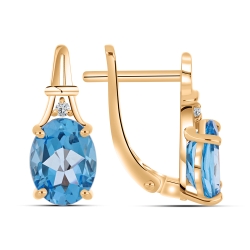 Cercei din aur roșu cu pietre Cubic Zirconia Incolor, Topaz Swiss